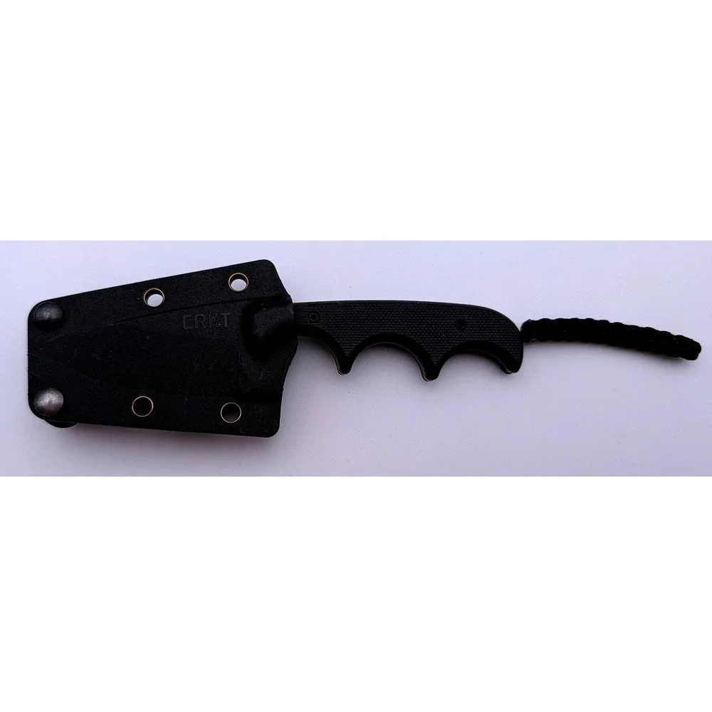 CRKT Minimalist Drop Point Black Fixed Blade Neck Knife 2384K Alan Folts Design